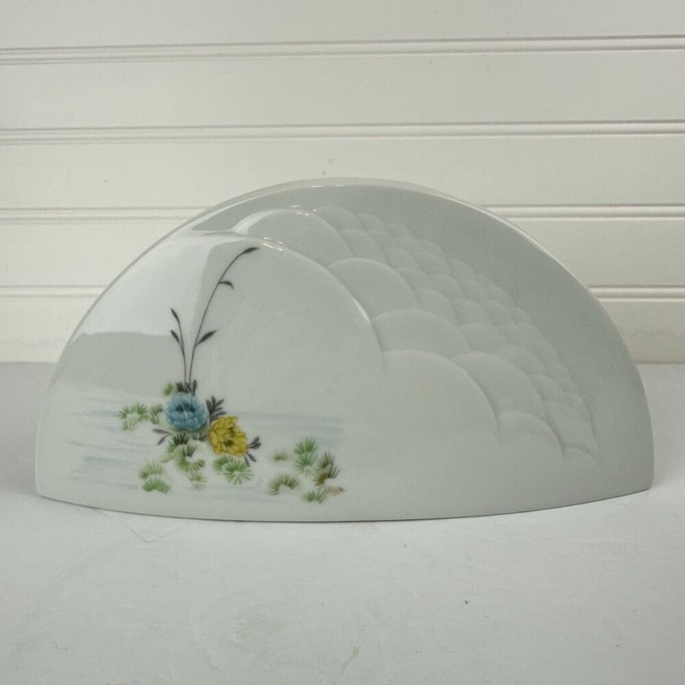 Vintage Limoges France Chastagner Double Hole Arched Painted Floral Vase White